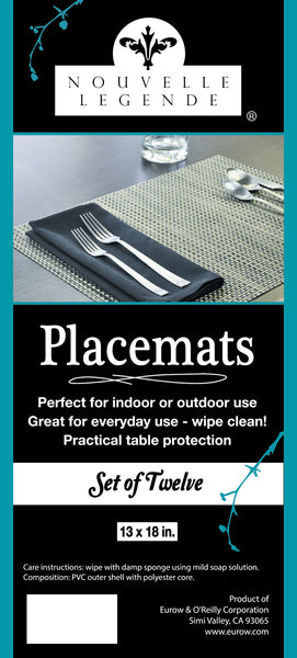 Nouvelle Legende® Tweed Woven Vinyl Placemats - Set of 12