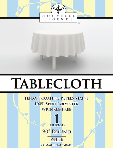 Nouvelle Legende® 90 x 90 in. White Round Polyester Tablecloth