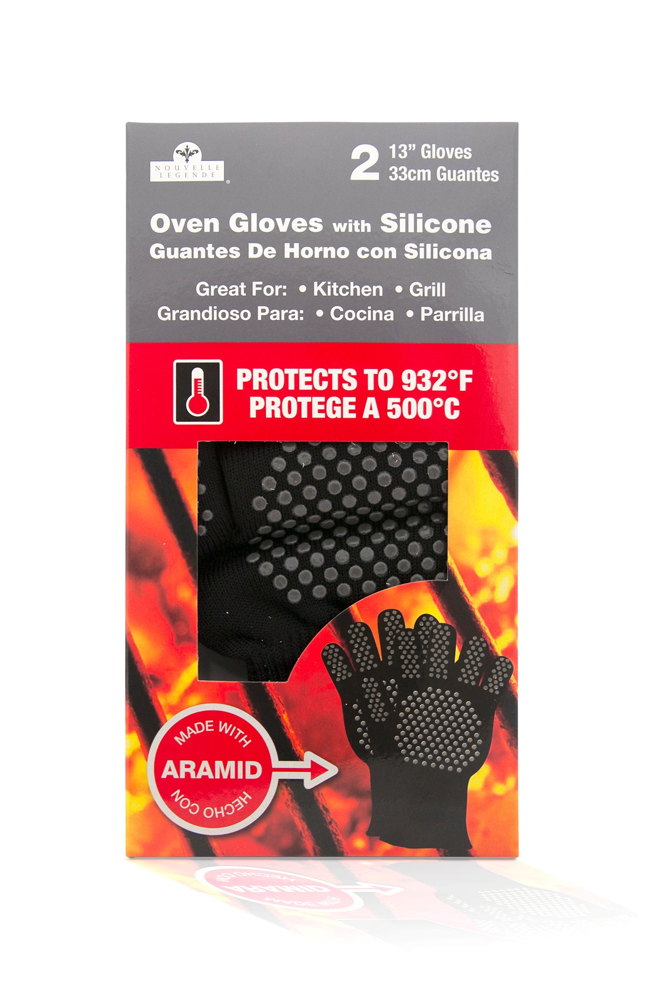 Nouvelle Legende® Aramid Oven Gloves with Silicone Dots – 2-pack – Eurow