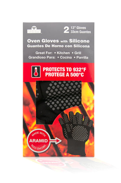 Nouvelle Legende® Aramid Oven Gloves with Silicone Dots – 2-pack