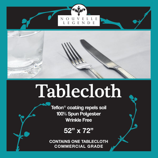 Nouvelle Legende® 52 x 72 in. White Polyester Tablecloth