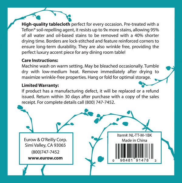 Nouvelle Legende® 52 x 72 in. Black Polyester Tablecloth