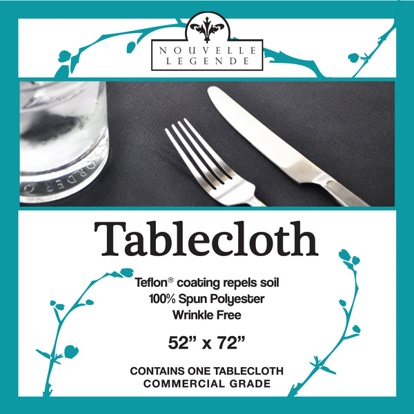 Nouvelle Legende® 52 x 72 in. Black Polyester Tablecloth
