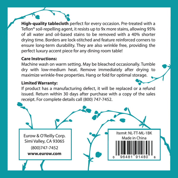 Nouvelle Legende® 52 x 96 in. Black Rectangle Polyester Tablecloth