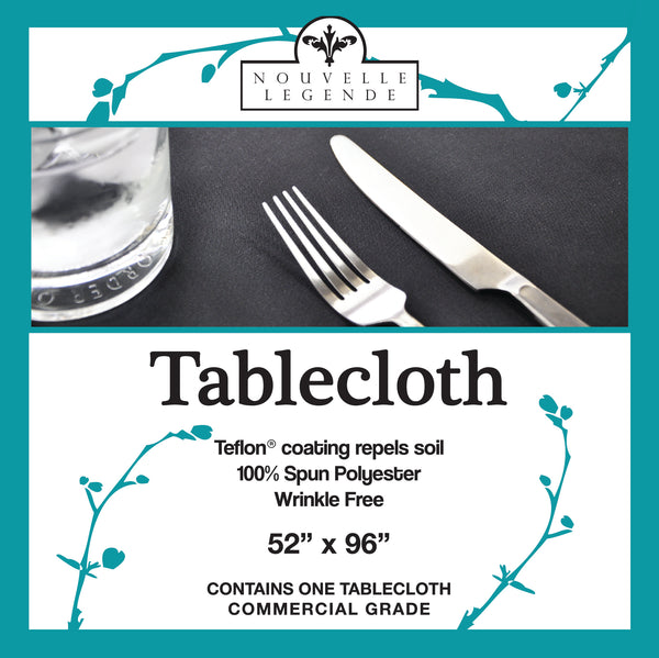 Nouvelle Legende® 52 x 96 in. Black Rectangle Polyester Tablecloth