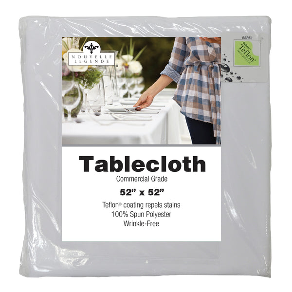 Nouvelle Legende® 52 x 52 in. White Square Polyester Tablecloth