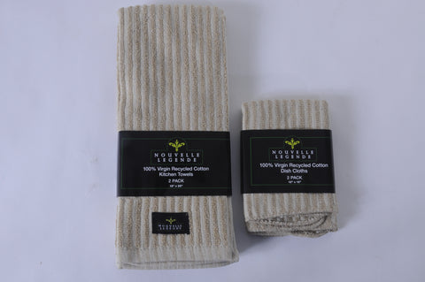 Nouvelle Legende® Virgin Tan Recycled Cotton Towel Kitchen Set – 4-pack