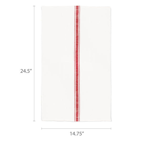 Nouvelle Legende Kitchen and Dish Towels, Cotton, 14.75 x 24.5 Inches, White with Red Herringbone Stripes, 6 Pack