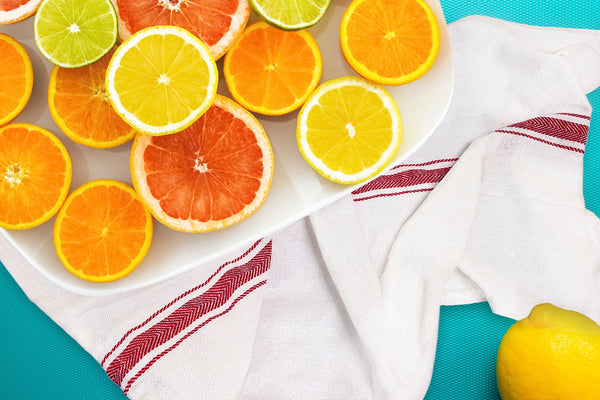 Nouvelle Legende Kitchen and Dish Towels, Cotton, 14.75 x 24.5 Inches, White with Red Herringbone Stripes, 6 Pack