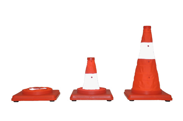 Eurow Safety – 17-inch Collapsible Traffic Cone with Light & Reflective Collar