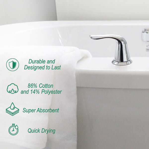 Nouvelle Legende Catalina Bath Towel, 54" x 27", White, 6 Pack