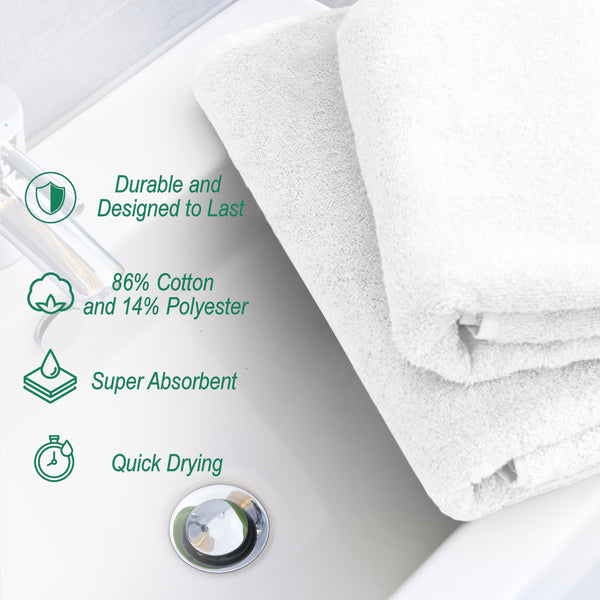 Nouvelle Legende Catalina Hand Towel, 27" x 16", White, 12 Pack