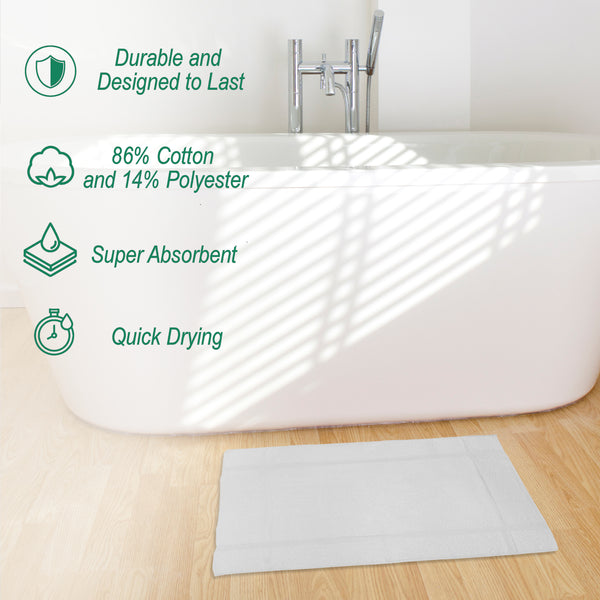 Nouvelle Legende Catalina Bath Mat, 20" x 30" White, 12 Pack