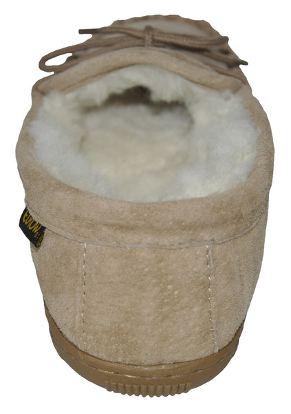 Eurow Women's Hard Sole Sheepskin Moccasin Slippers – Chestnut/White