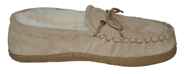 Eurow Women's Hard Sole Sheepskin Moccasin Slippers – Chestnut/White