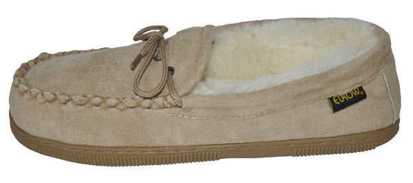 Eurow Women's Hard Sole Sheepskin Moccasin Slippers – Chestnut/White