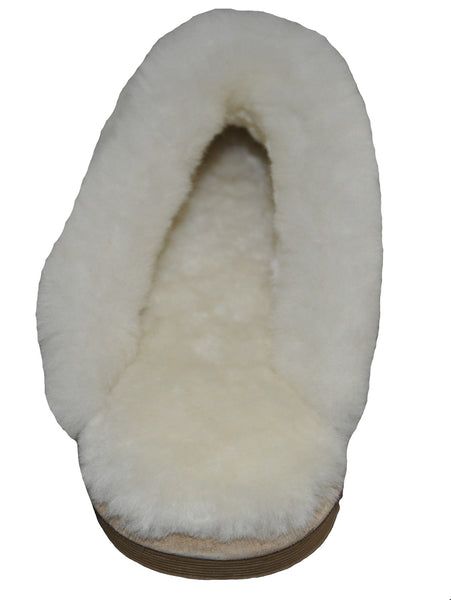 Eurow Women's Hard Sole Sheepskin Scuff Slippers – Sand/White