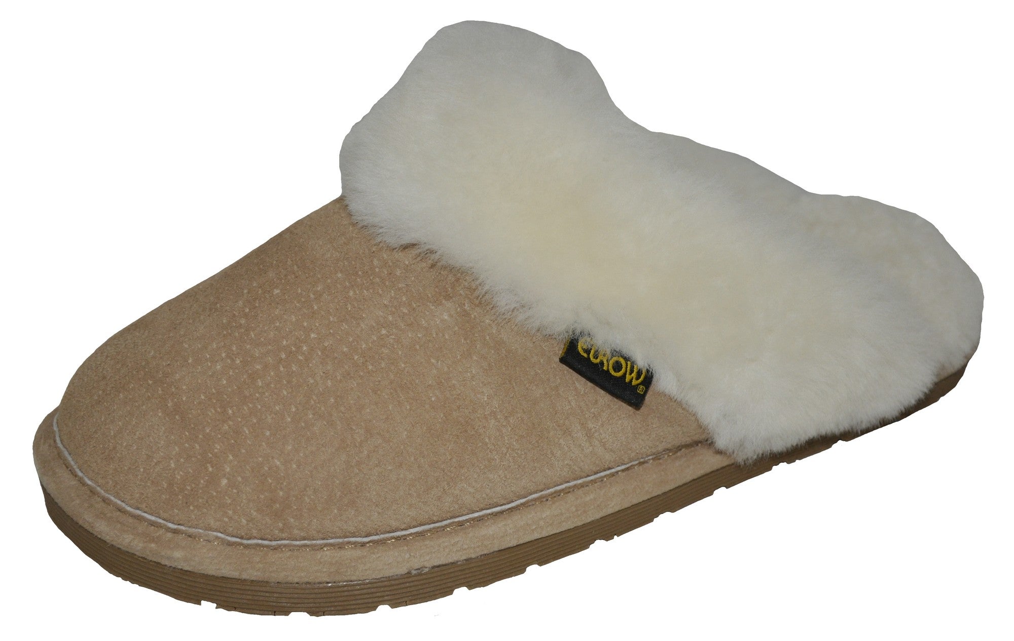 Eurow Women's Hard Sole Sheepskin Scuff Slippers – Sand/White